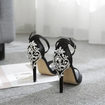 bling bling sandals Women Sandals diamond heels Rhinestone Stiletto Sexy Crystal Pumps Thin Heels Shoes Summer Party Dress Shoes