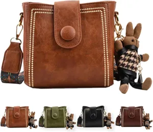Bootara Bucket Bag, Bootara Women'S Vintage Bunny Charm Bucket Bag, Vintage Crossbody Bag With Adjustable Wide Shoulder Strap