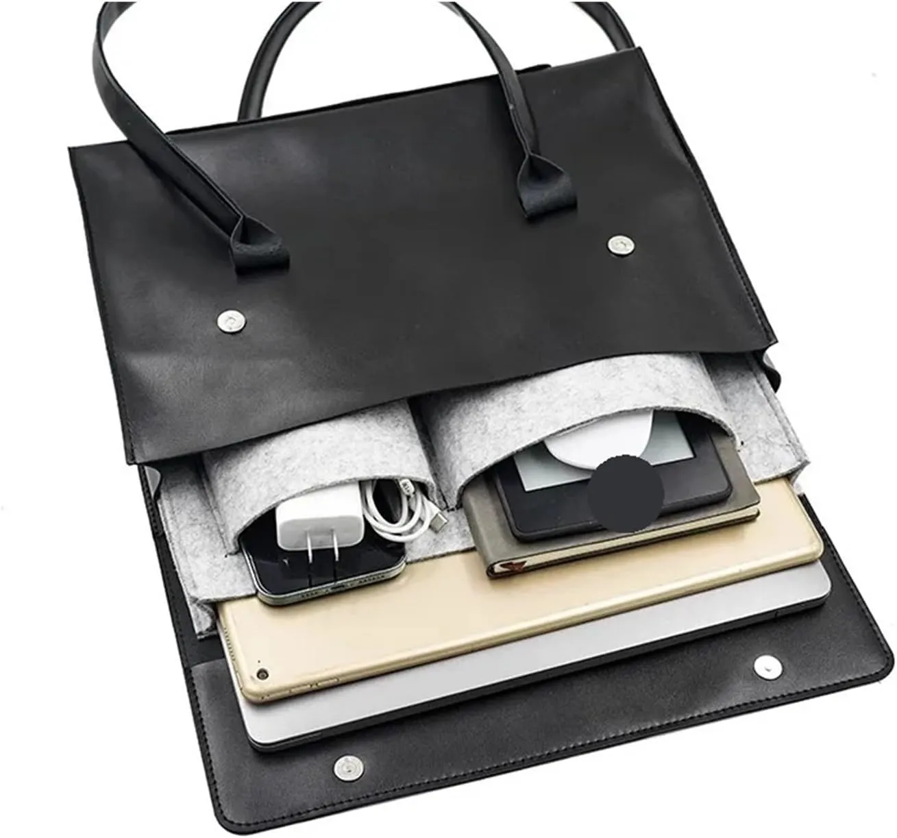 Briefcases Water-Resistant Single Shoulder Computer Bag Pure Color Briefcase for 3 4 6 Inch Laptops Business(Black,15.6 inch)