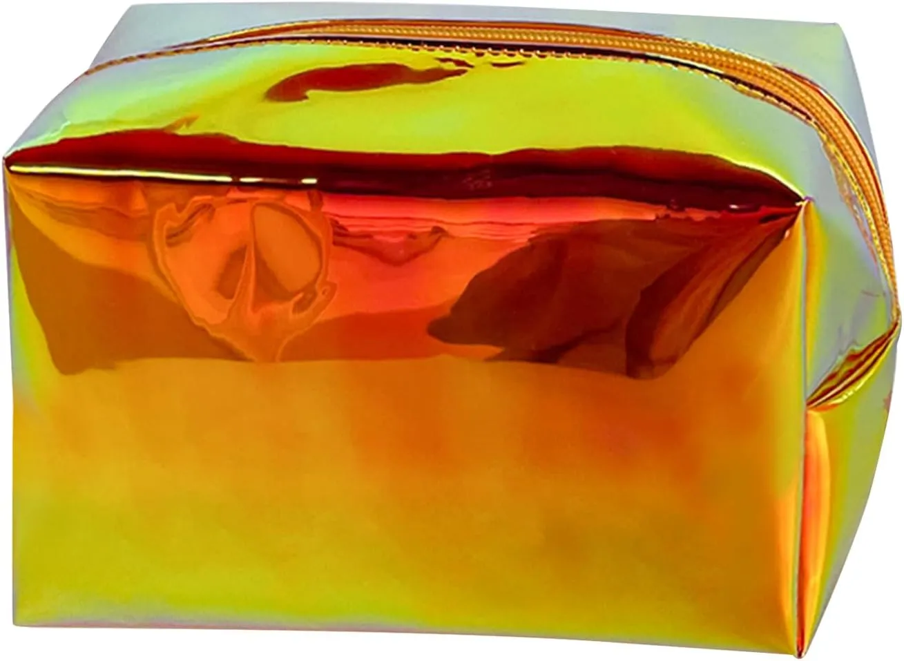Brown Holographic PVC Cosmetic Toiletry Bag Laser Waterproof Toiletry Organizer Case for Home Office Christmas Gift (Brown)