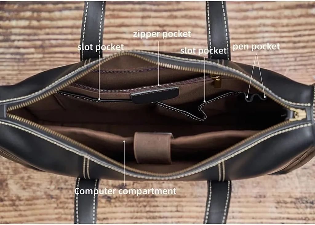 Business Men Briefcase Casual Tote Shoulder Bag for 14 Inch Laptop Office Bag