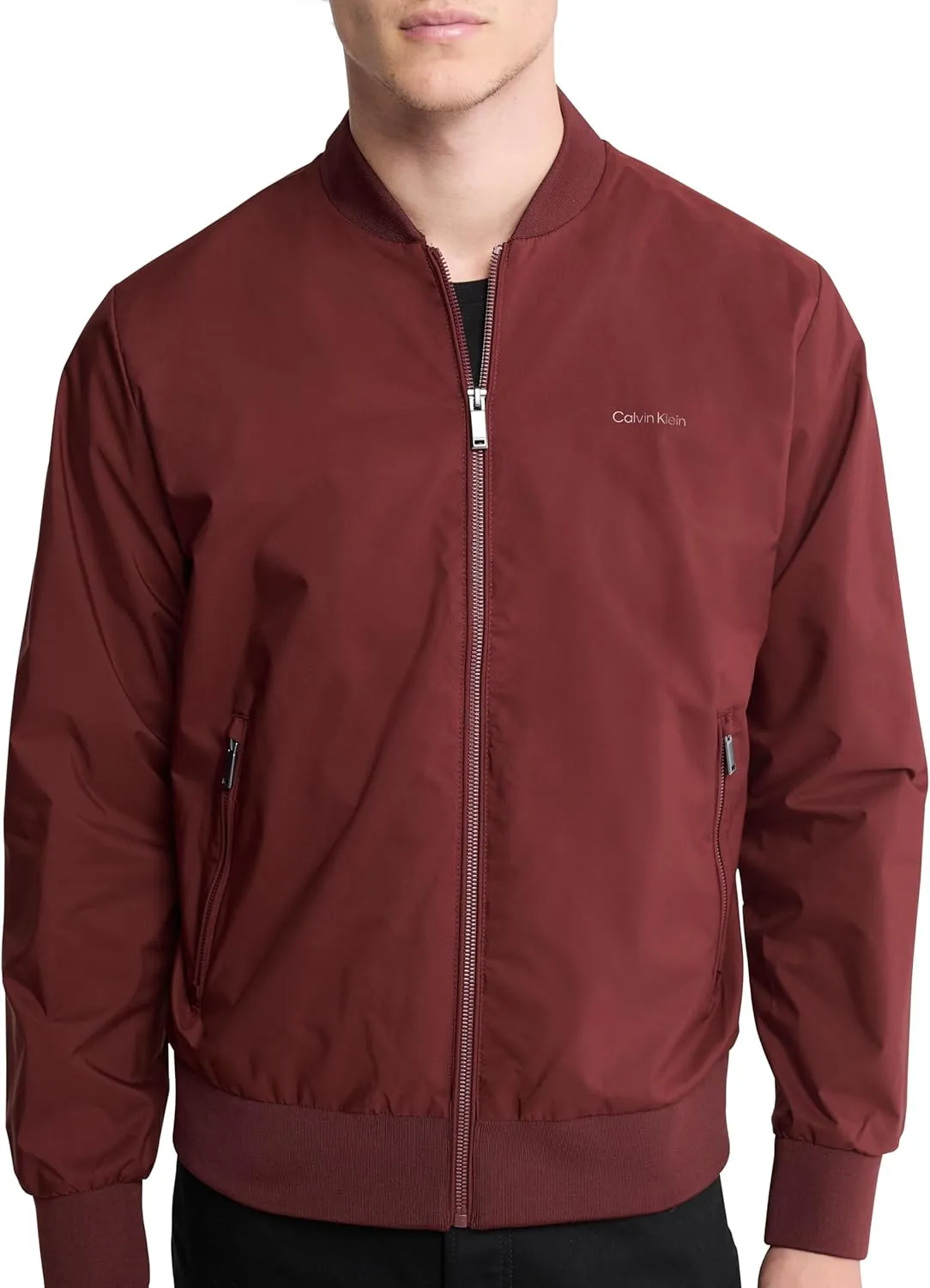 Calvin Klein Men's Matte Logo Zip Bomber Jacket