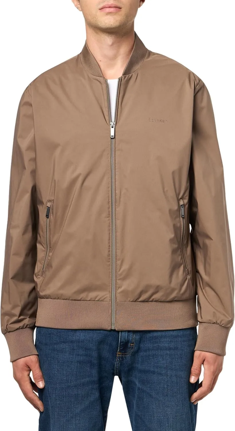 Calvin Klein Men's Matte Logo Zip Bomber Jacket