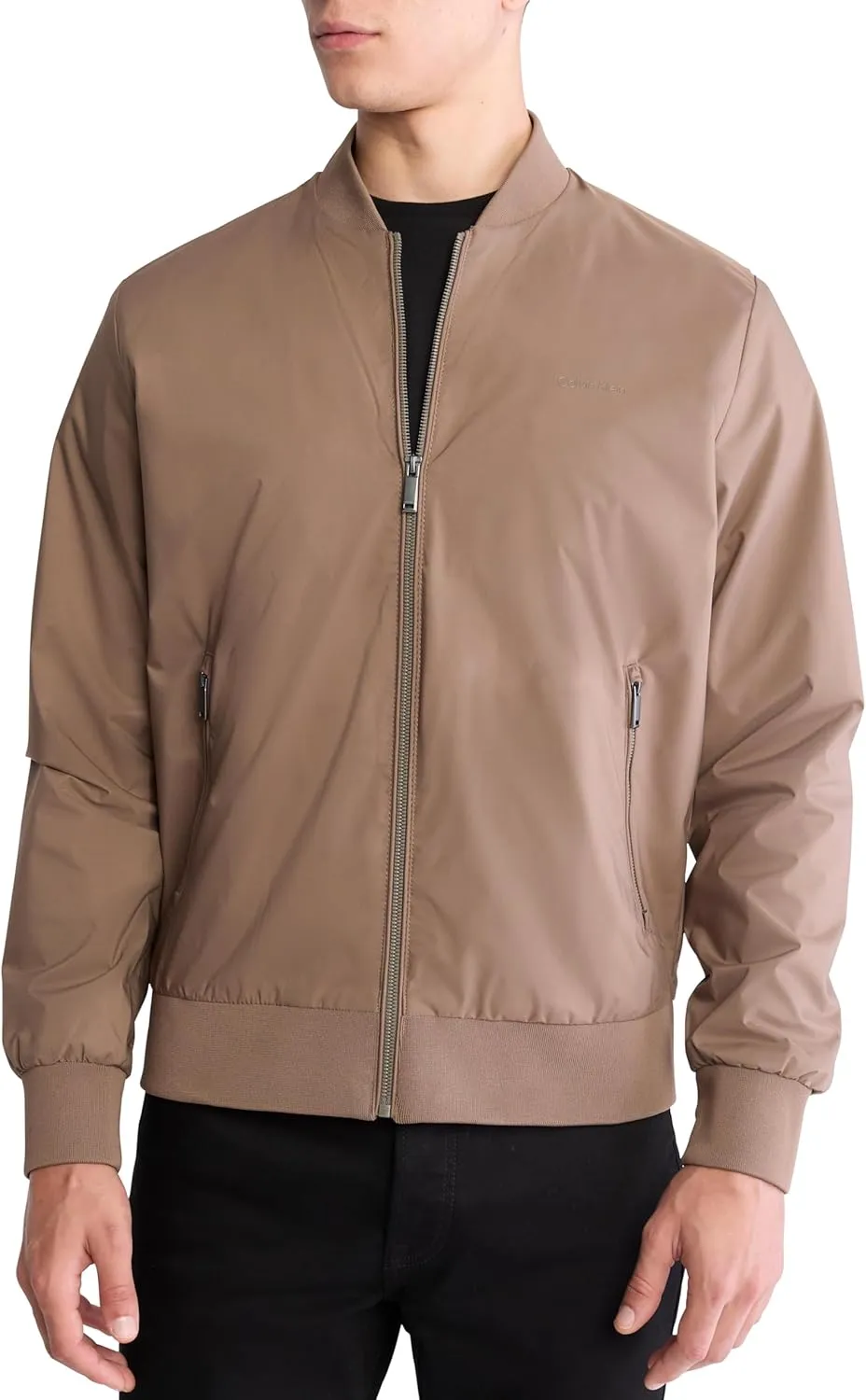 Calvin Klein Men's Matte Logo Zip Bomber Jacket