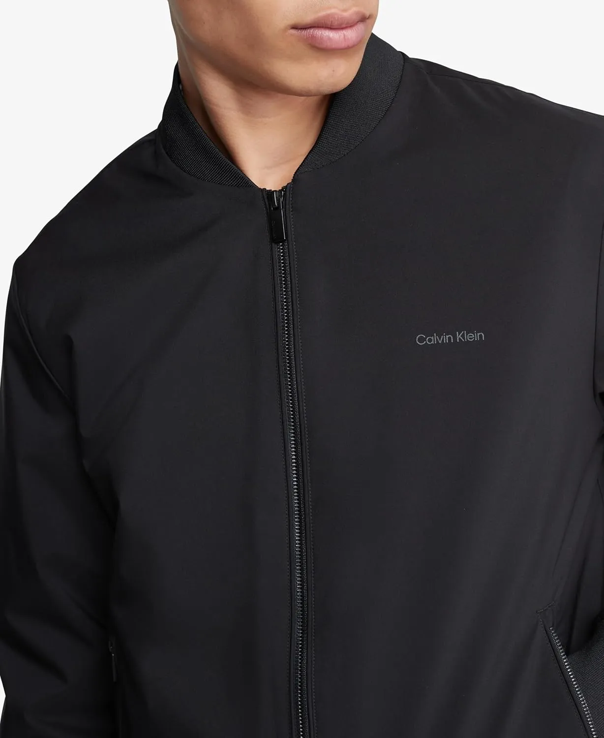 Calvin Klein Men's Matte Logo Zip Bomber Jacket