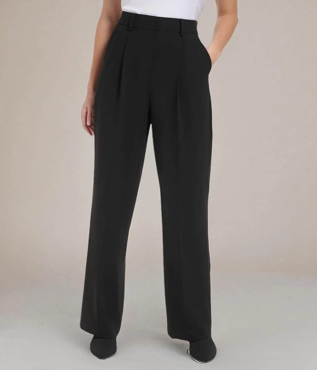Calvin Klein Women's Formal Wide Leg Zipper Lux Stretch Trouser