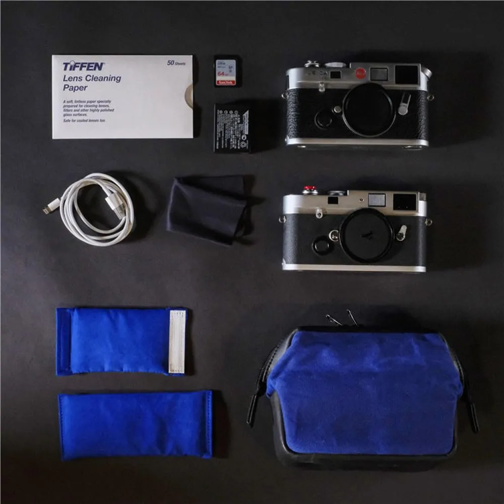 Cam-in Leather Camera Bag Waterproof Shockproof Case for Digital SLR and Mirrorless Lenses (Royal Blue, trumpet)