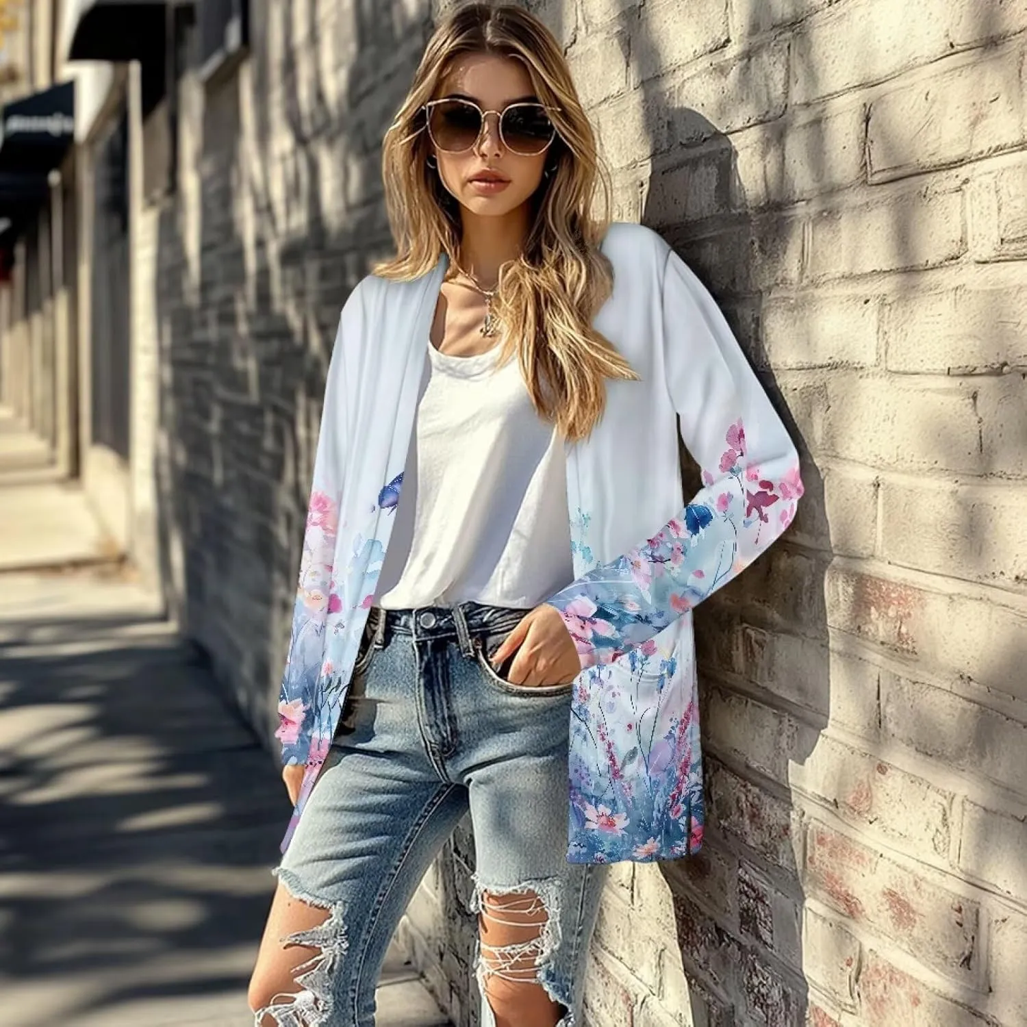 Cardigan Jacket for Women 2024 Casual Long Sleeve Open Front Cardigans with Pocket, S-2XL