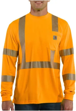 Carhartt Men's High-Visibility Force Relaxed Fit Lightweight Long-Sleeve Class 3 Pocket T-Shirt