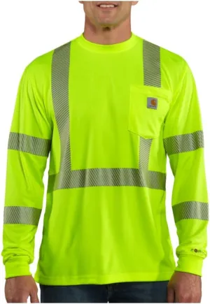 Carhartt Men's High-Visibility Force Relaxed Fit Lightweight Long-Sleeve Class 3 Pocket T-Shirt