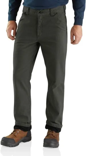 Carhartt Men's Rugged Flex Relaxed Fit Canvas Flannel-Lined Utility Work Pant, Peat, 35 x 30