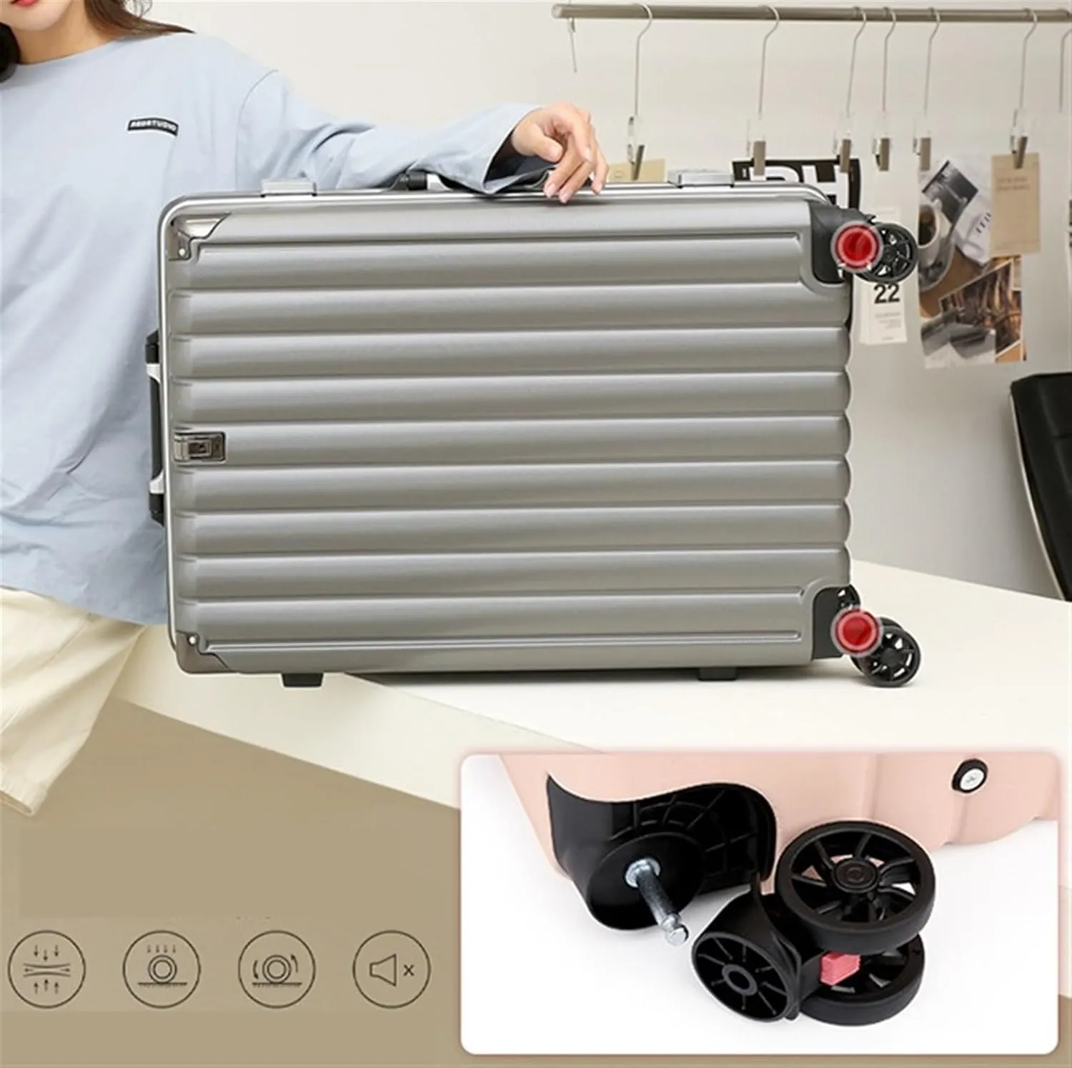 Carry-on Suitcase Luggage 22 Inch Suitcases Large Capacity Hard Shell Luggage Unisex Suitcases With Wheels Carry-on Suitcases Carry On Luggages (Color : D, Size : 22inch)