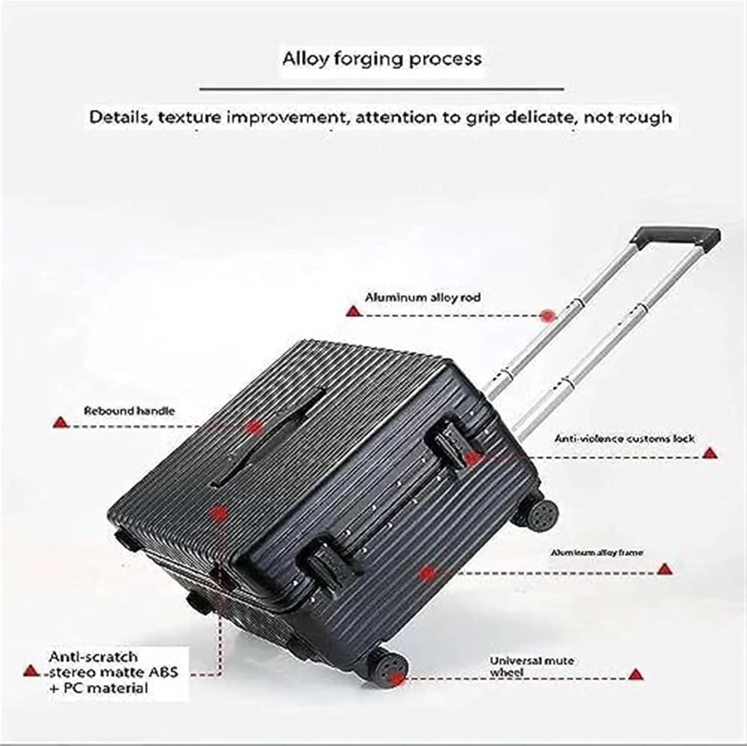 Carry-on Suitcase Luggage Carry On Luggage 20inch Wide Handle Suitcase,Hardshell With Aluminum Frame Spinner Carry-on Suitcases Carry On Luggages (Color : Black, Size : 20inch)