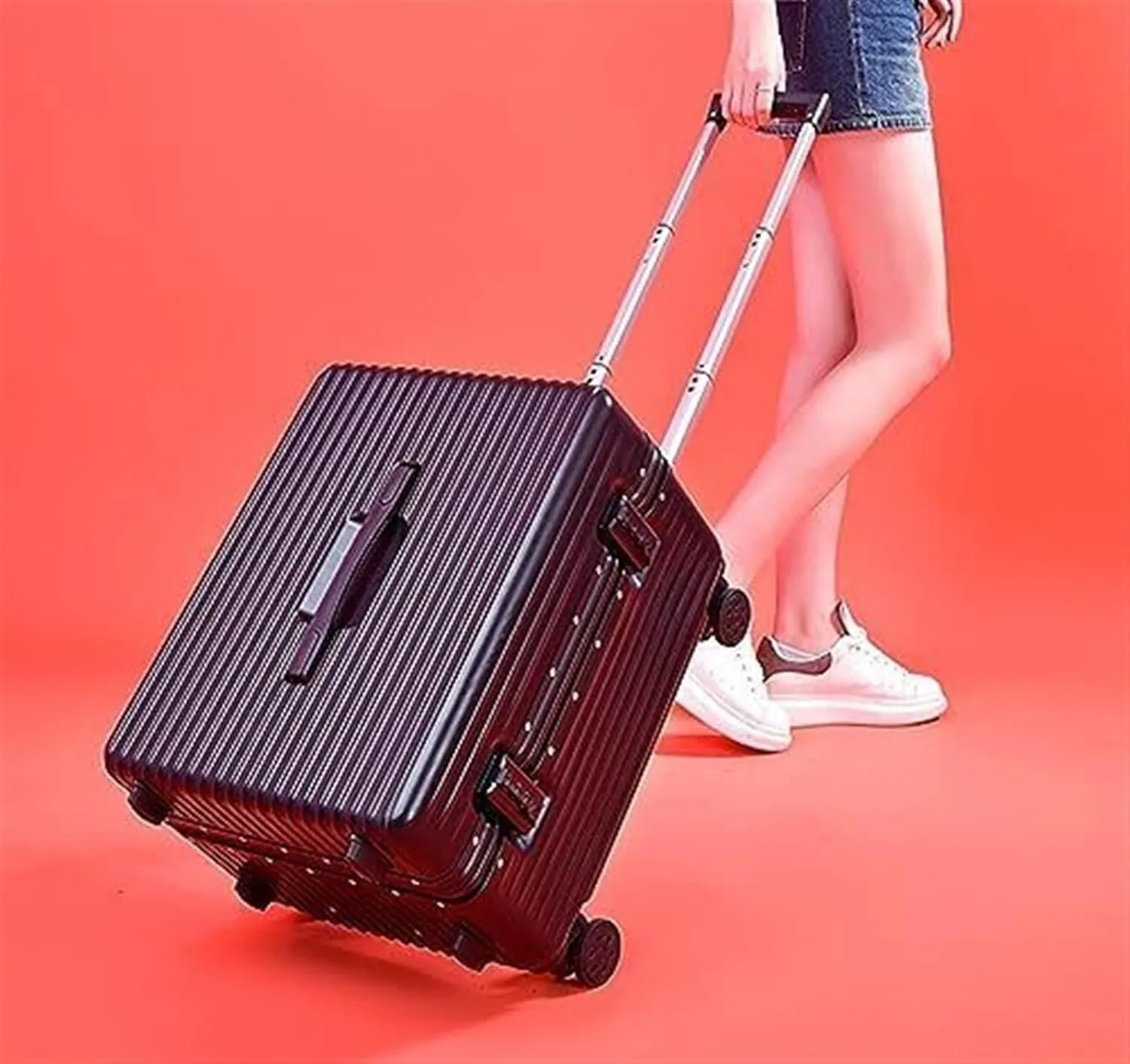 Carry-on Suitcase Luggage Carry On Luggage 20inch Wide Handle Suitcase,Hardshell With Aluminum Frame Spinner Carry-on Suitcases Carry On Luggages (Color : Silver, Size : 20inch)