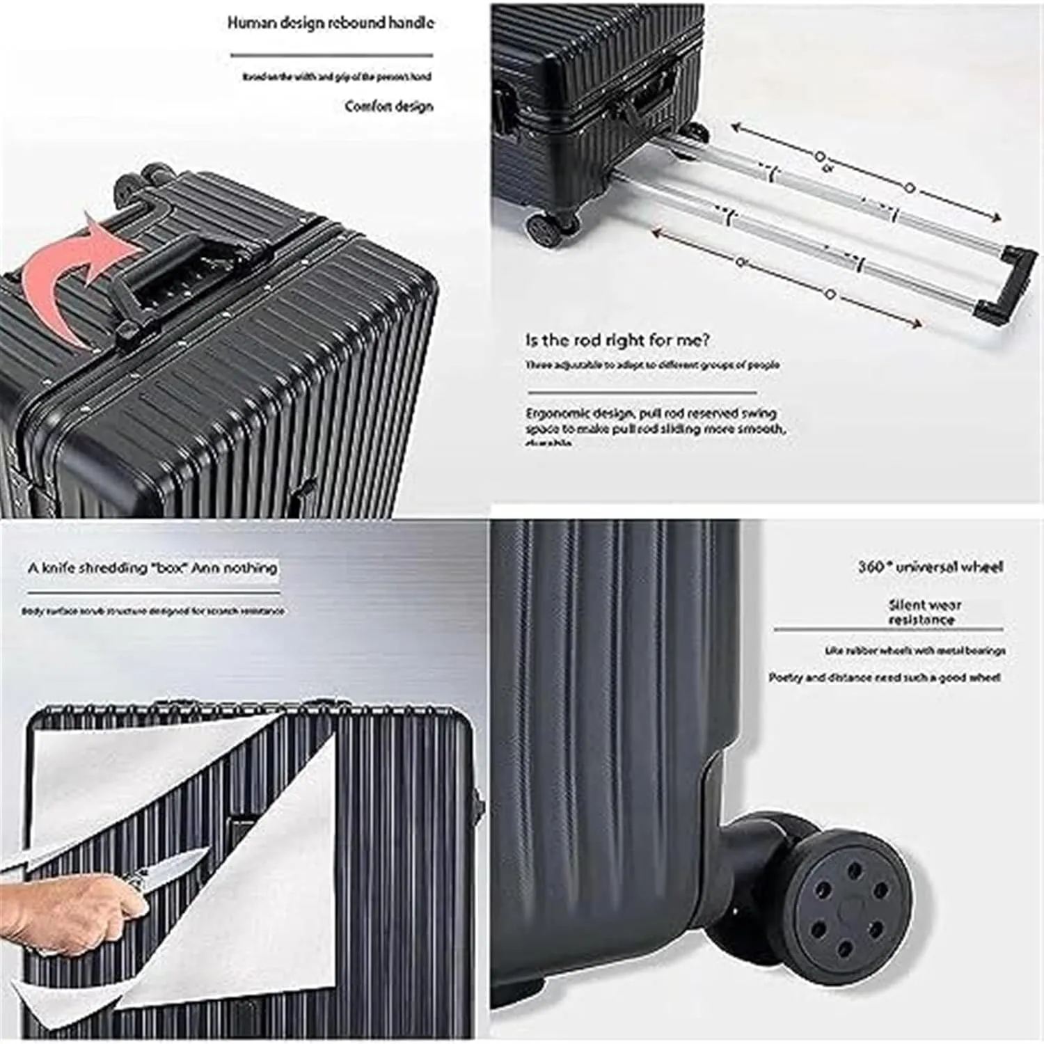 Carry-on Suitcase Luggage Carry On Luggage 20inch Wide Handle Suitcase,Hardshell With Aluminum Frame Spinner Carry-on Suitcases Carry On Luggages (Color : Silver, Size : 20inch)