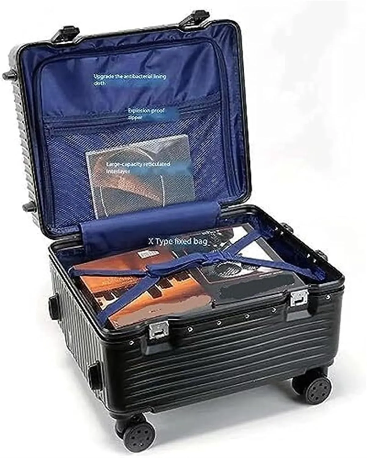 Carry-on Suitcase Luggage Carry On Luggage 20inch Wide Handle Suitcase,Hardshell With Aluminum Frame Spinner Carry-on Suitcases Carry On Luggages (Color : Silver, Size : 20inch)