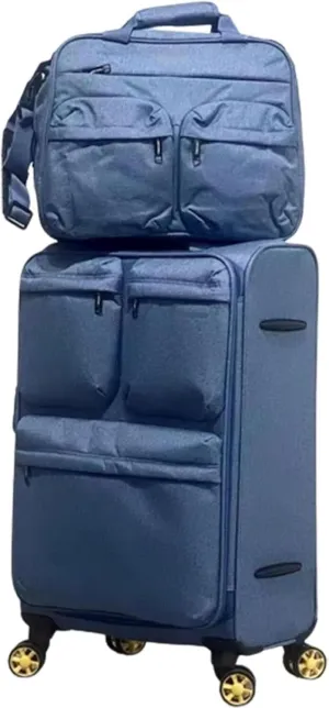 Carry-on Suitcase Luggage Expandable Rolling Upright Luggage, 2-Piece Set,Spinner Wheels, Lock for Travel Carry-on Suitcases Carry On Luggages, 28in, Orange,Blue-20in