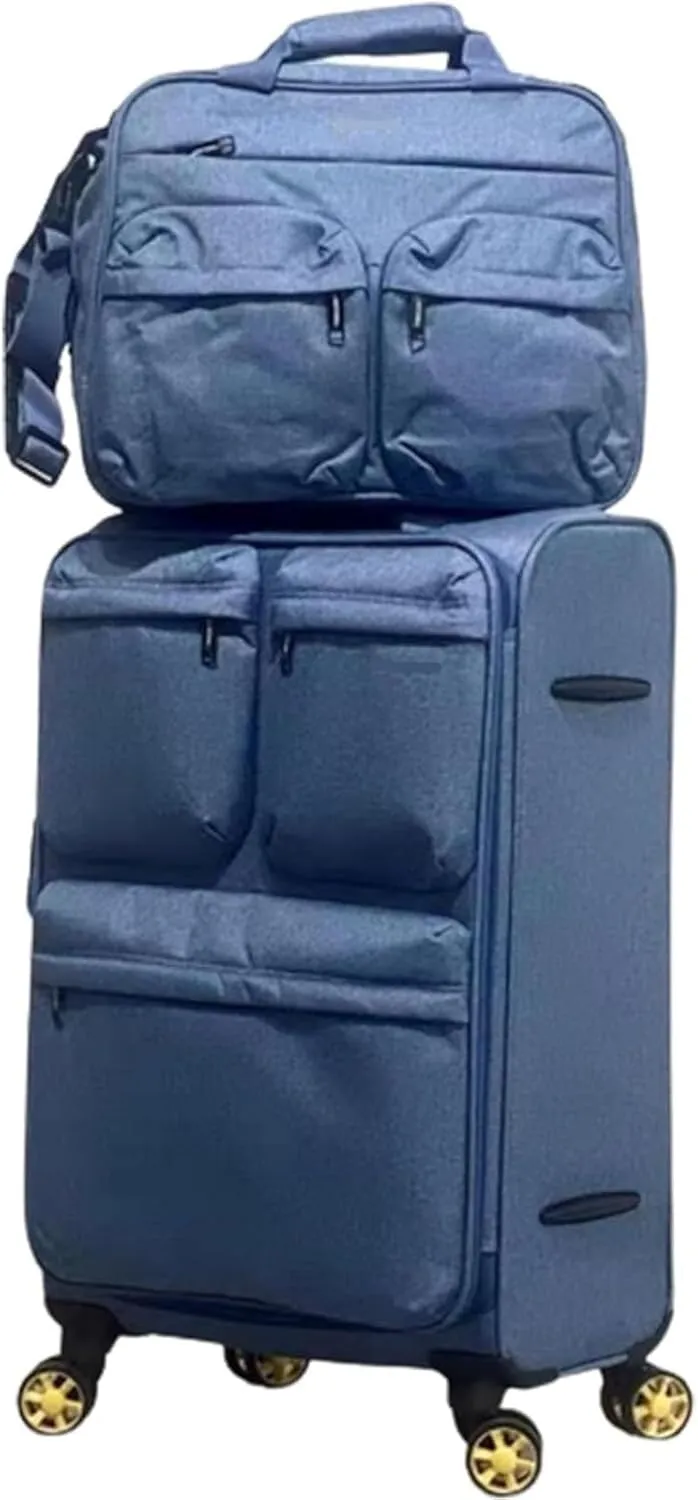 Carry-on Suitcase Luggage Expandable Rolling Upright Luggage, 2-Piece Set,Spinner Wheels, Lock for Travel Carry-on Suitcases Carry On Luggages, 28in, Orange,Blue-20in