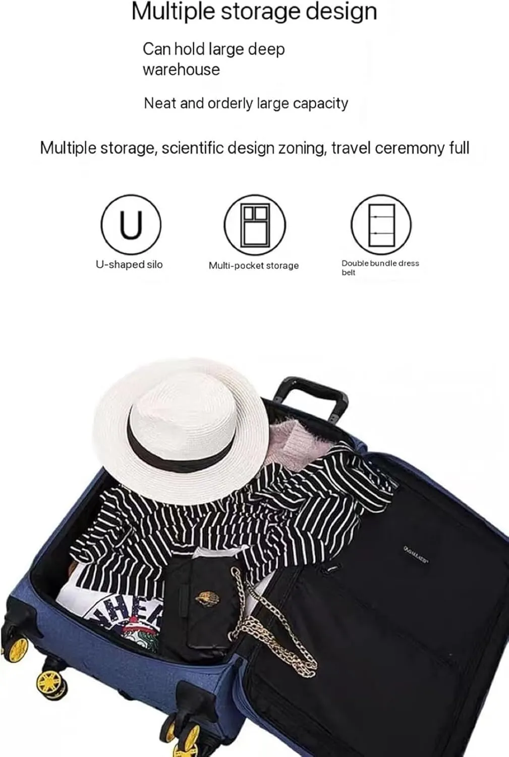 Carry-on Suitcase Luggage Expandable Rolling Upright Luggage, 2-Piece Set,Spinner Wheels, Lock for Travel Carry-on Suitcases Carry On Luggages,Blue-20in