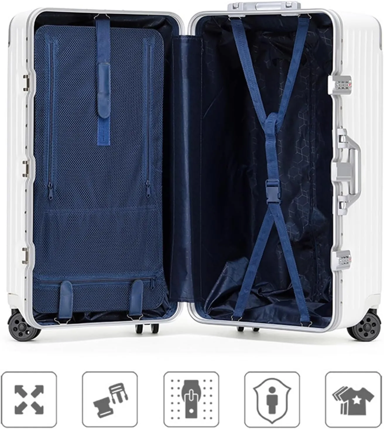 Carry-on Suitcase Luggage Luggage 24inch Wide Handle Suitcase,Hardshell With Aluminum Frame,Spinner Wheels TSA Lock Carry-on Suitcases Carry On Luggages (Color : C, Size : 24inch)