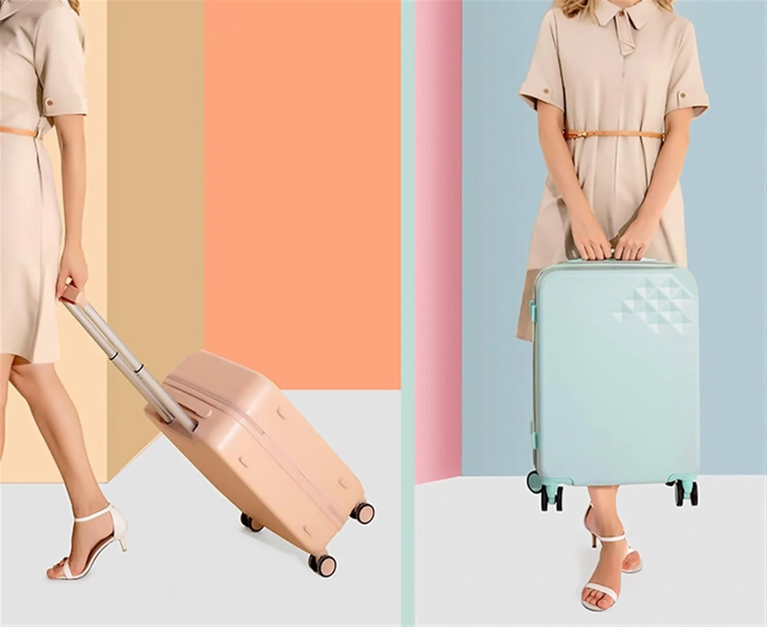 Carry-on Suitcase Luggage Luggage Expandable 8-Wheel Spinner Lightweight Hardside Suitcase, Macaron Suitcase Carry-on Suitcases Carry On Luggages (Color : B, Size : 20inch)
