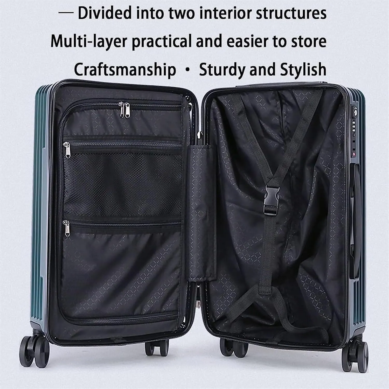 Carry-on Suitcase Luggage Portable Luggage With Spinner Wheels Carry On Luggage Drop-resistant TSA Locking Suitcase Carry-on Suitcases Carry On Luggages (Color : Green, Size : 20 in)