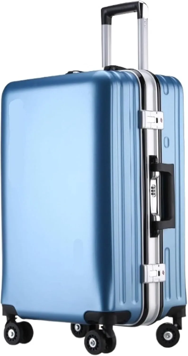 Carry-on Suitcase Luggage Suitcases Aluminum Frame Rechargeable Luggage Hard Shell Suitcases with Wheels Carry-on Suitcases Carry On Luggages,Gold-22inch (Blue 24inch)