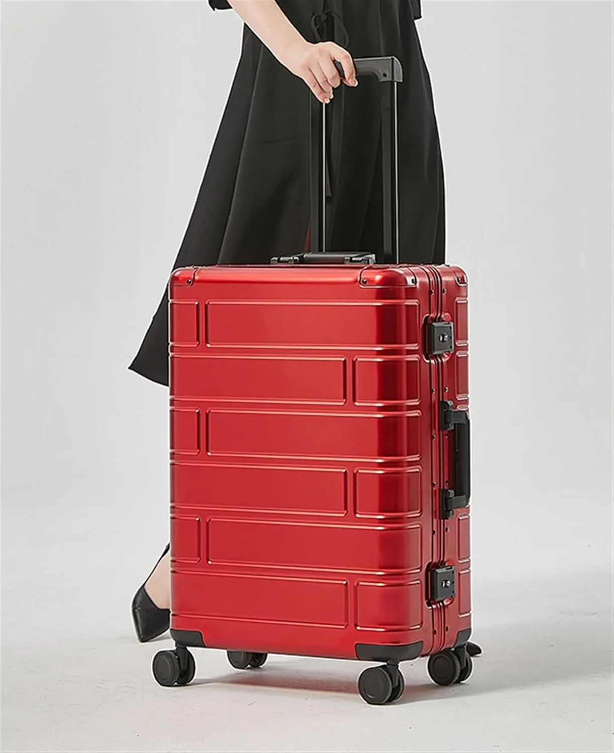 Carry-on Suitcase Luggage Travel Case Hardshell Carry-on Luggage With Silent Airplane Spinner Wheels Suitcase Carry-on Suitcases Carry On Luggages (Color : Black, Size : 20inch)