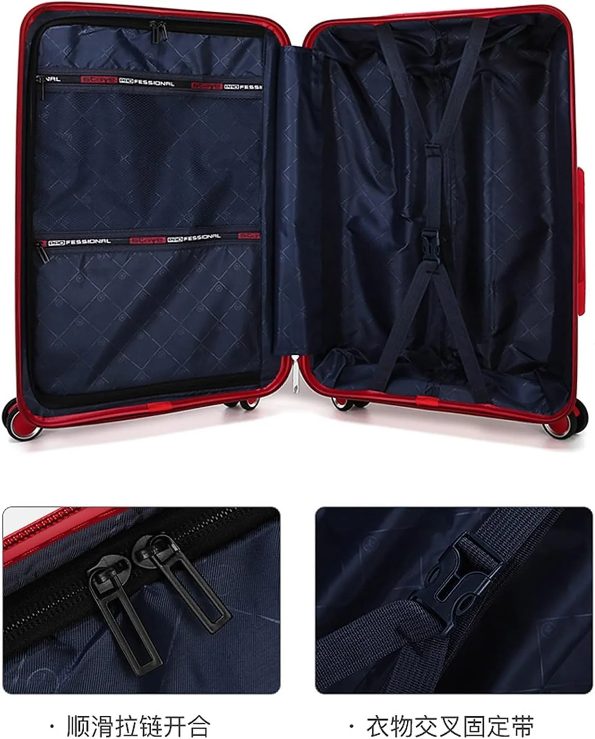 Carry-on Suitcase Luggage Travel Suitcase With Spinner Wheels,Lightweight Ergonomic Handles, Traveling Suitcases Carry-on Suitcases Carry On Luggages (Color : Red, Size : 20inch)