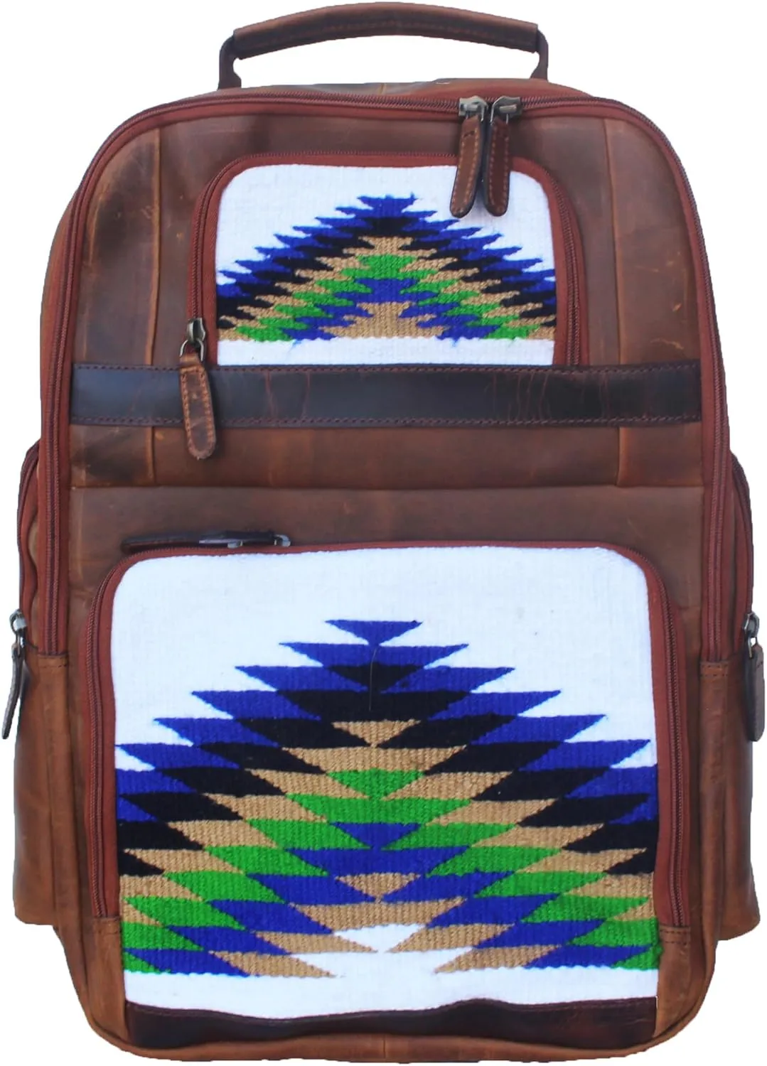 CHALLENGER Western Distressed Leather Handwoven Saddle Bag Inlay Travel Utility Bag 18SKB41