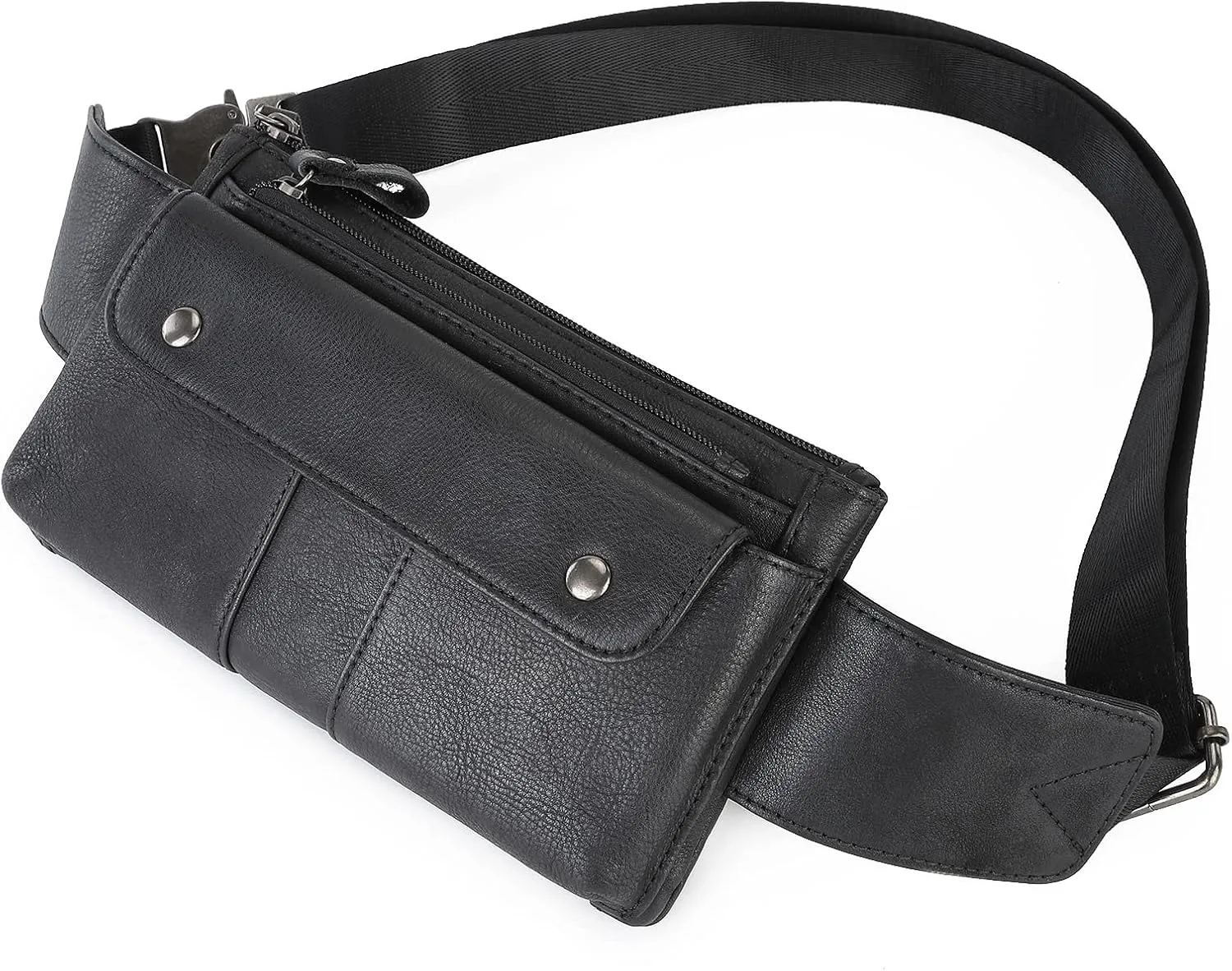 Chest Bag Mens Leather Waist Bag, Large Capacity Leather Satchel Bag, Retro Fashion Multilayer Mens Bag, Mobile Phone Bag