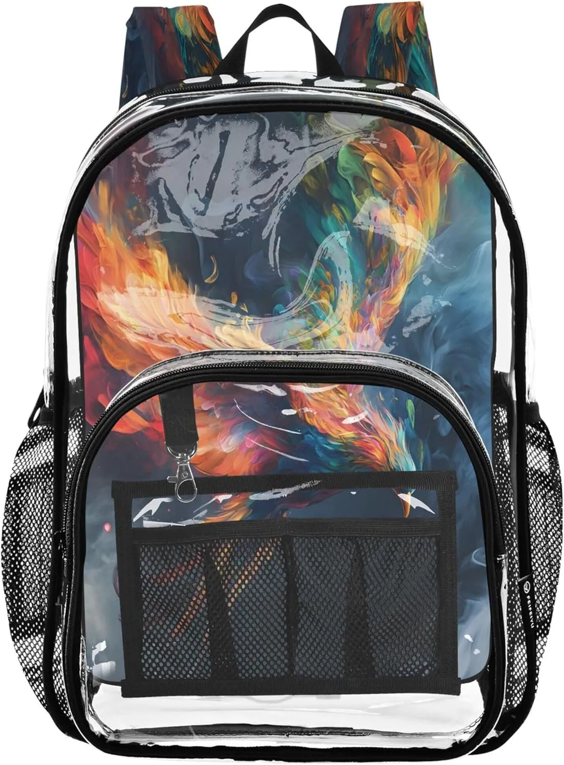 CHIFIGNO Colorful Phoenix Sky Dark School Backpack for Girls, Clear Plastic Bag, Clear Bag, Backpack Girl