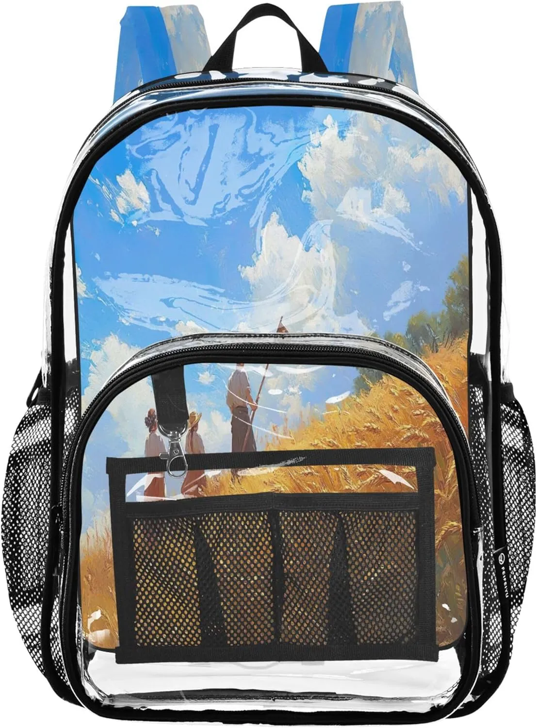 CHIFIGNO Countryside Blue Sky Blue Backpack Boys, Clear Plastic Bags, Clear Backpack for Boys, Boys Bookbag