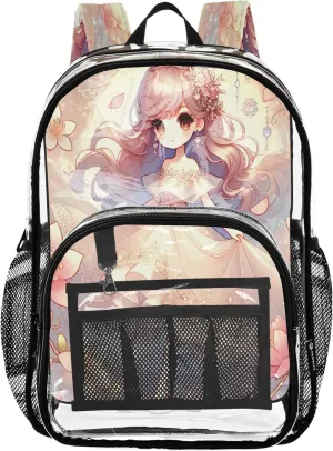 CHIFIGNO Dreamy Girl Pink Kids Backpacks, Clear Plastic Bags, Clear Bag, School Bags for Boys
