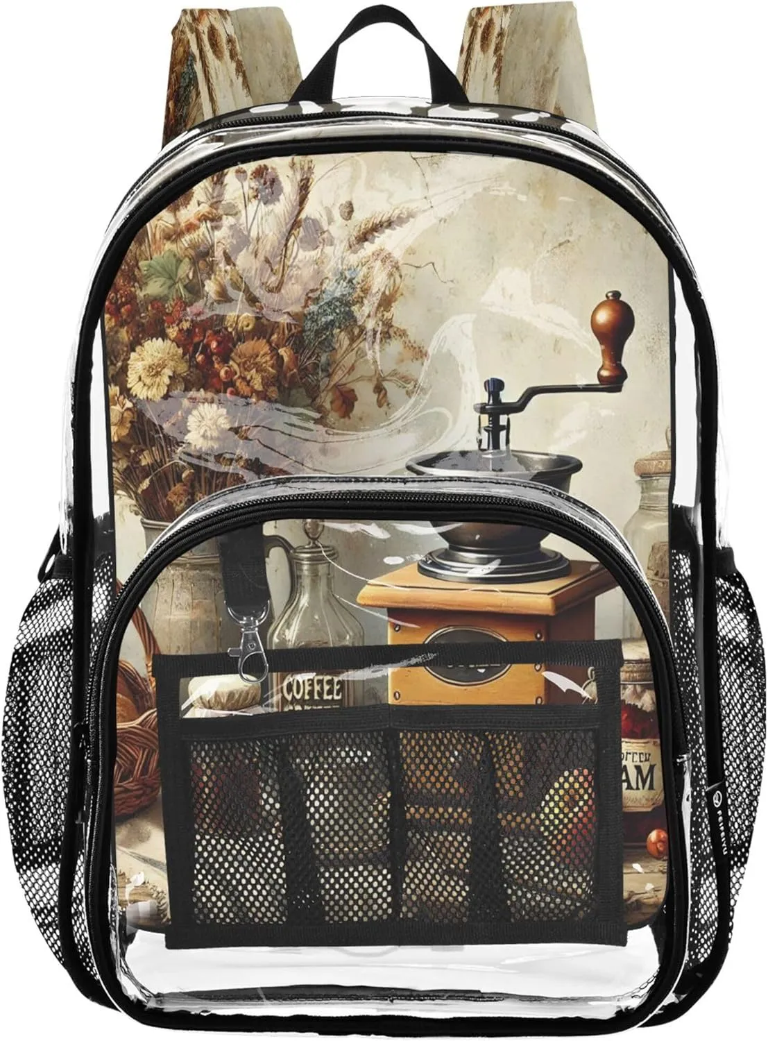 CHIFIGNO Vintage Coffee Tan Bag for Kids, Clear Plastic Bag, Kid Backpack, Transparent School Bag