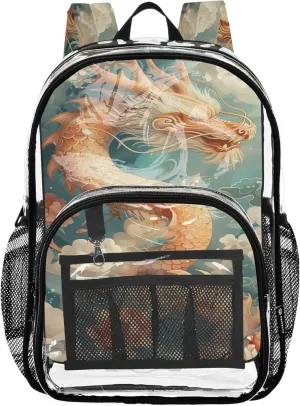 Chinese Dragon Bag for Girls, Clear Plastic Bag, Kid Backpack, Clear Backpack for Boys