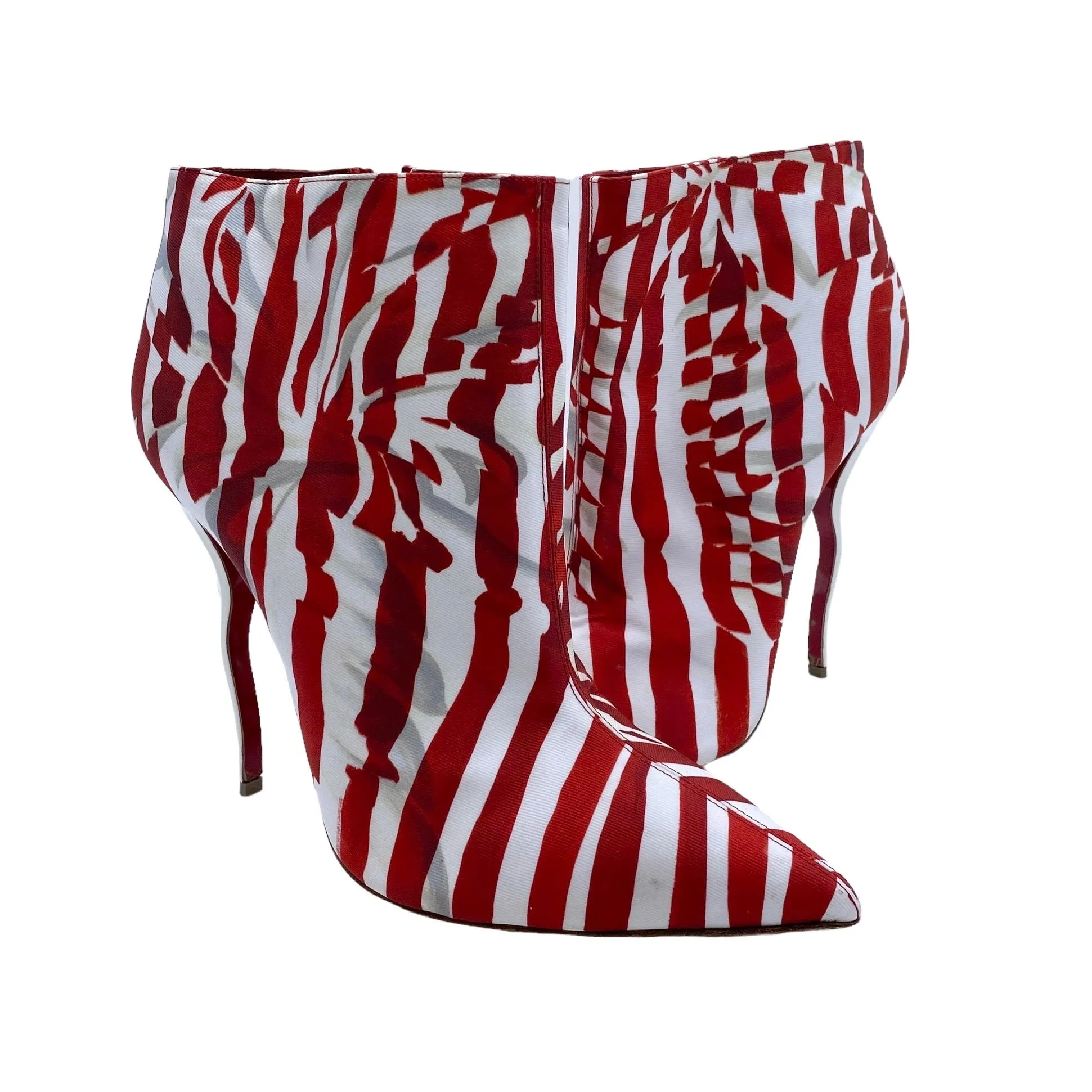CHRISTIAN LOUBOUTIN STRIPED SO KATE WAWY HEEL BOOTS EU 41/ UK 8
