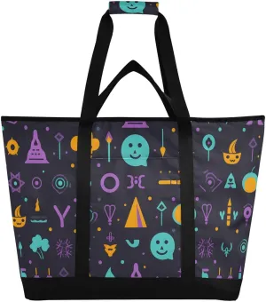 Colorful Mystical Symbols Large Insulated Cooler Bag with PEVA Lining Insulation - Premium, Collapsible Cooler Makes a Perfect Insulated Grocery Bag, Food Delivery Bag, Travel Bag