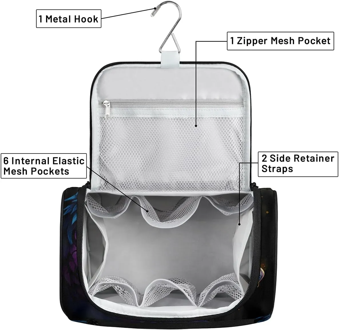 Cool Dragon Travel Toiletry Bag for Men and Women, Large Hanging Makeup Bag Organizer Toiletries Bag for Travel, Cosmetic Bag with Handle