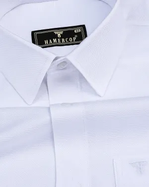 Crane White Self Check Dobby Cotton Solid Shirt