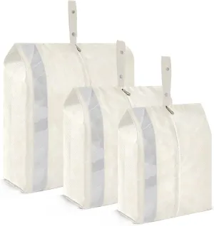 Cream Texture Beige Color Packing Cubes Set of 3, Lightweight Travel Luggage Organizers Foldable Bags for Easy Packing and Organization
