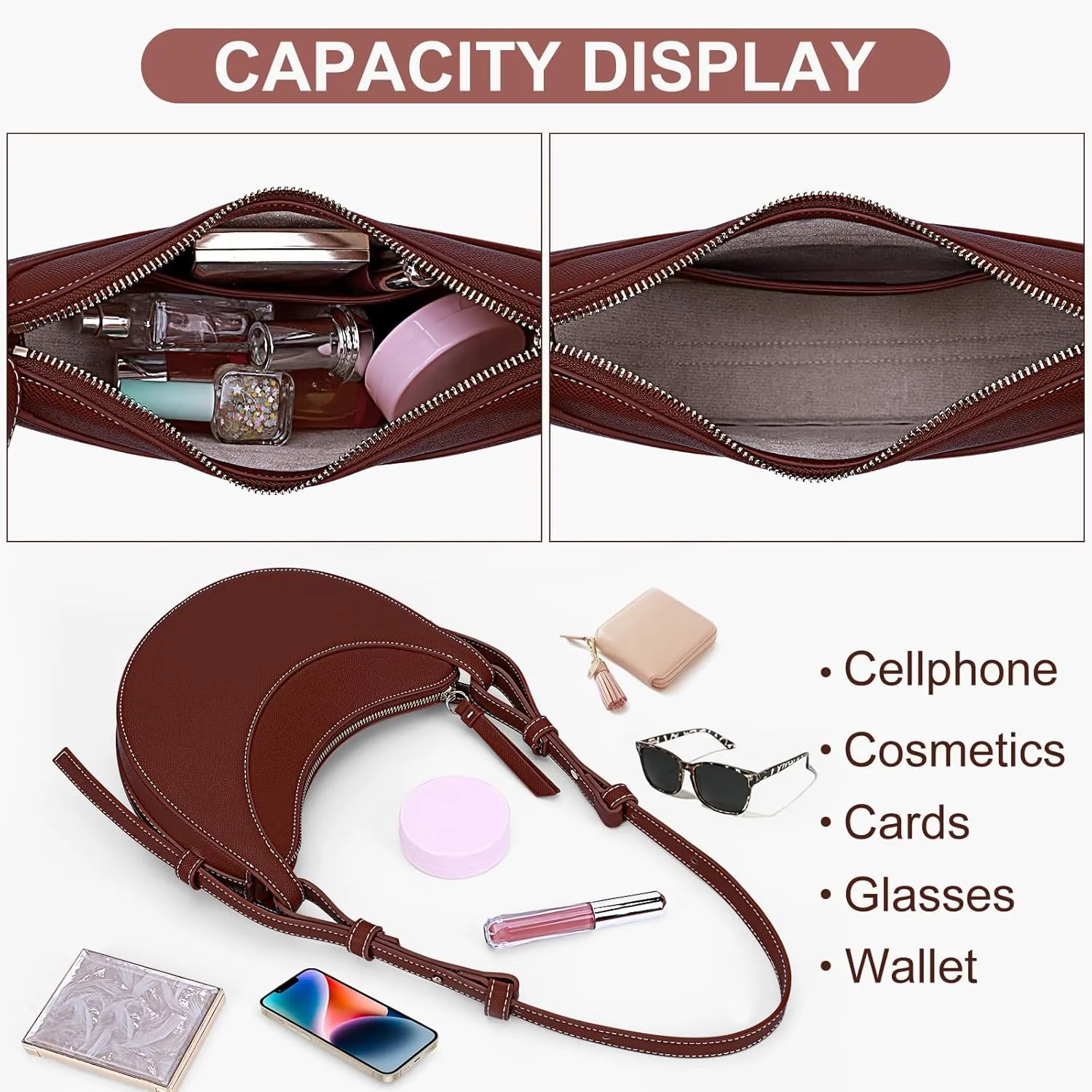 Crescent Bag Saddle Shoulder Purse for Women Trendy Hobo Handbag Crossbody Bag Dumpling