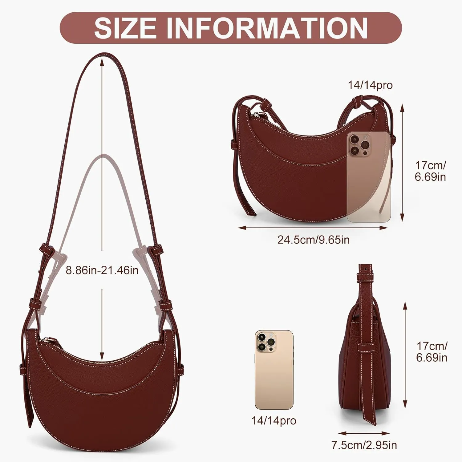 Crescent Bag Saddle Shoulder Purse for Women Trendy Hobo Handbag Crossbody Bag Dumpling