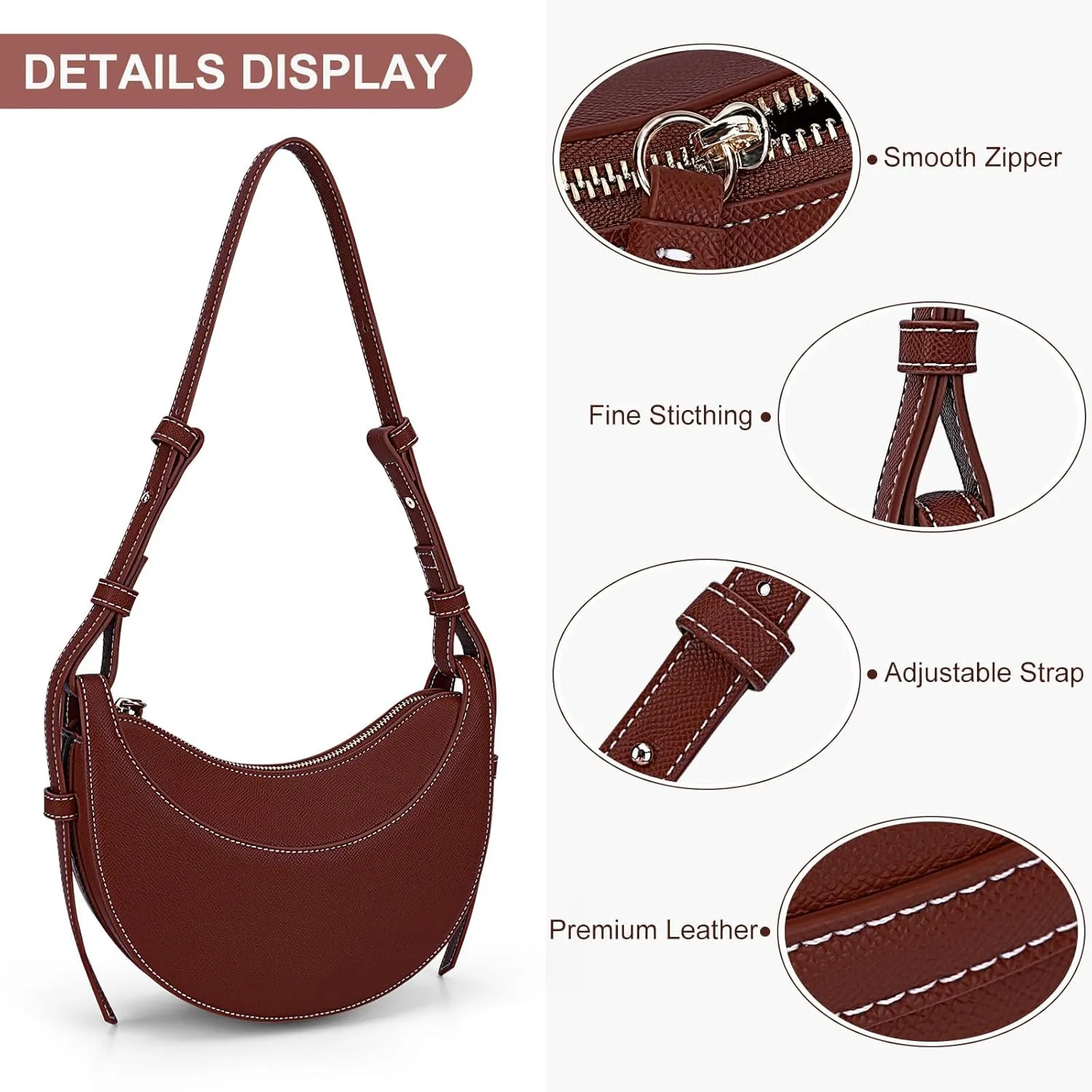 Crescent Bag Saddle Shoulder Purse for Women Trendy Hobo Handbag Crossbody Bag Dumpling
