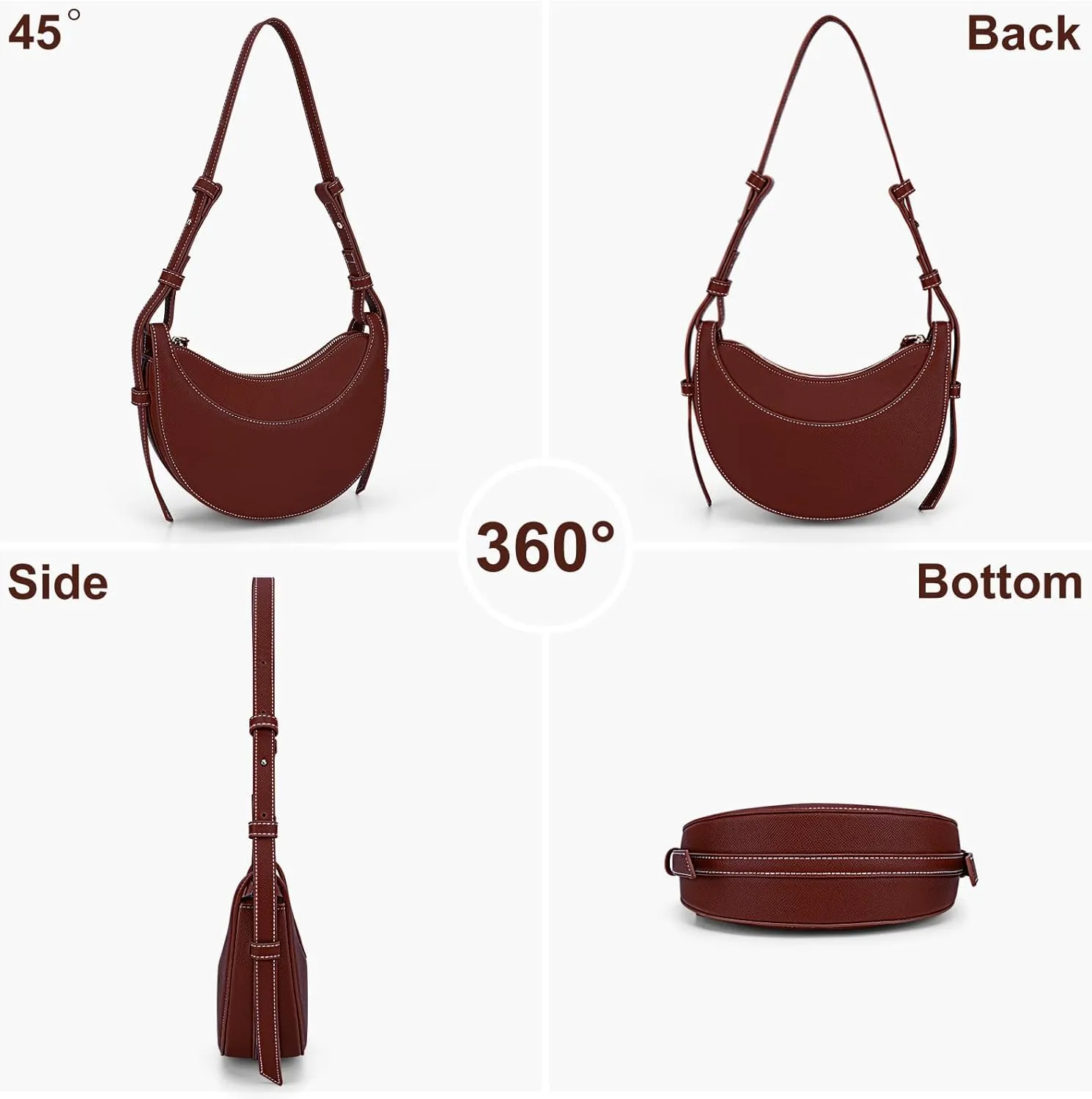 Crescent Bag Saddle Shoulder Purse for Women Trendy Hobo Handbag Crossbody Bag Dumpling