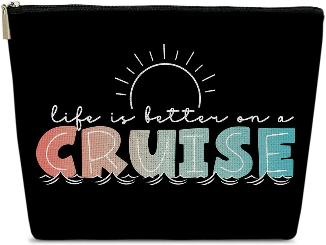 Cruise Gifts for Women Makeup Bag, Life Is Better On A Cruise Cosmetic Pouch, Travel Essentials Makeup Bag for Purse, Trip Gifts for Girls Friends BFF Daughter Besties, Vacation Essentials