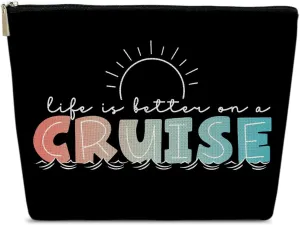 Cruise Gifts for Women Makeup Bag, Life Is Better On A Cruise Cosmetic Pouch, Travel Essentials Makeup Bag for Purse, Trip Gifts for Girls Friends BFF Daughter Besties, Vacation Essentials