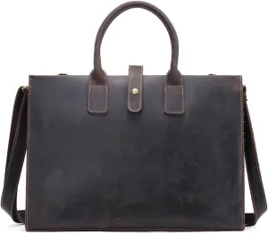 CSCDD Leather Briefcase Leather Men's Retro Handbag Large Capacity(D)