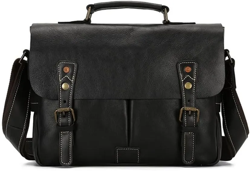 CSCDD Men's Handbag Large Capacity Business Computer Briefcase Leather Shoulder Crossbody Men's Bag