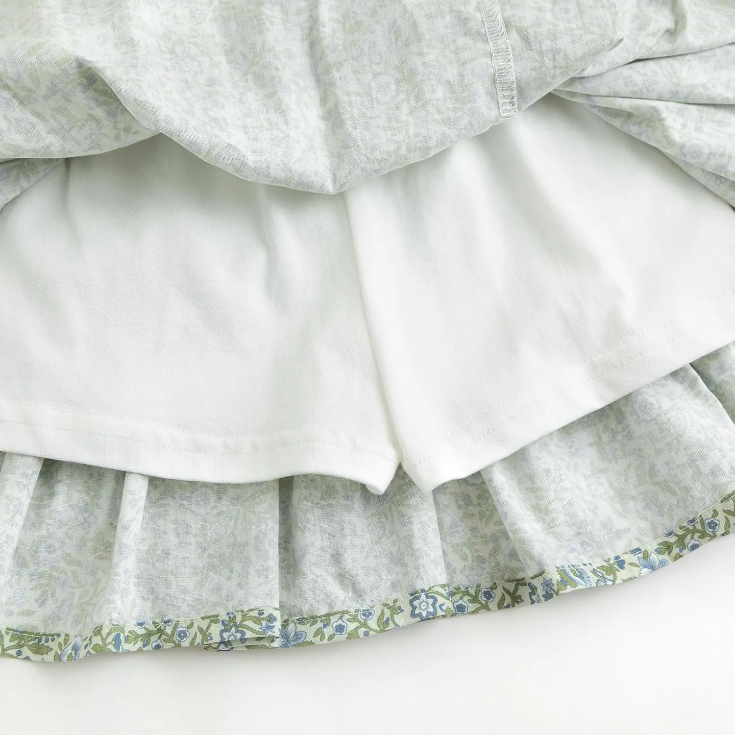 Curipeer Toddler Girls Short Ruffle High Waisted Floral Pleated Skirts 18M-8T
